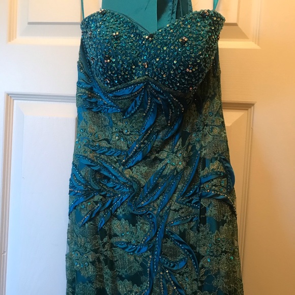 Teal/Aqua Strapless Mermaid Prom/Pageant Dress - Picture 8 of 8
